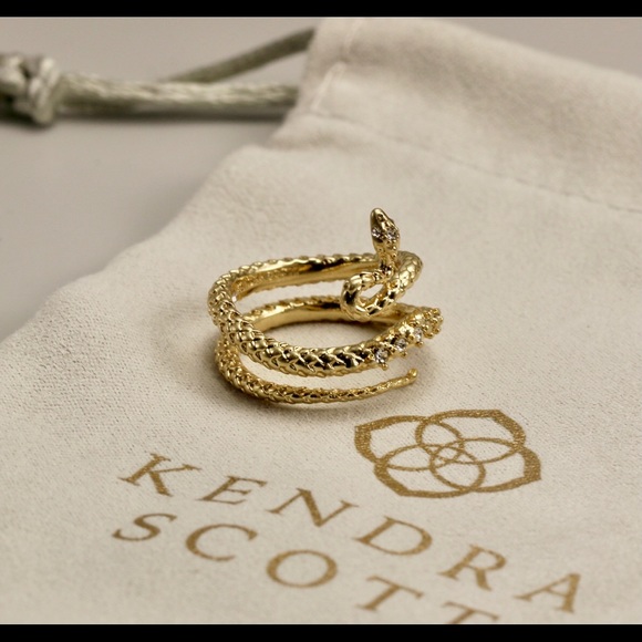 Kendra Scott Phoenix Wrap Ring In Vintage Gold Sz 8 - Picture 6 of 7